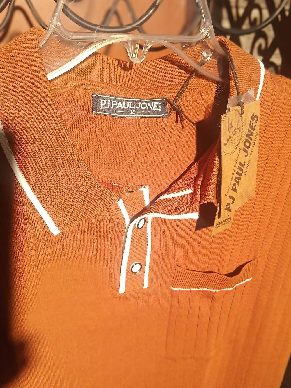 P.J. Paul Jones Men's Rust-Orange Polo with White Trim